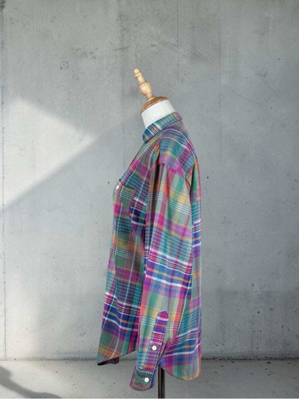 Ralph Lauren Blue Label c. 1980s Button-Down Shirt Sunset Madras Plaid | 10 - Picture 3 of 5